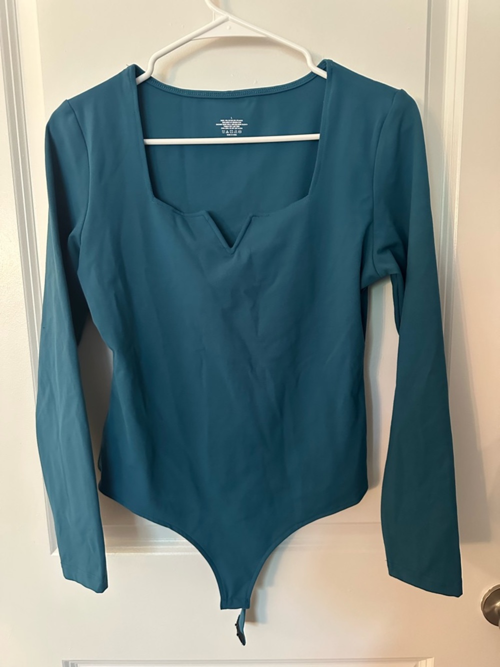 Square Neck Bodysuit in Teal - Picture 2 of 3